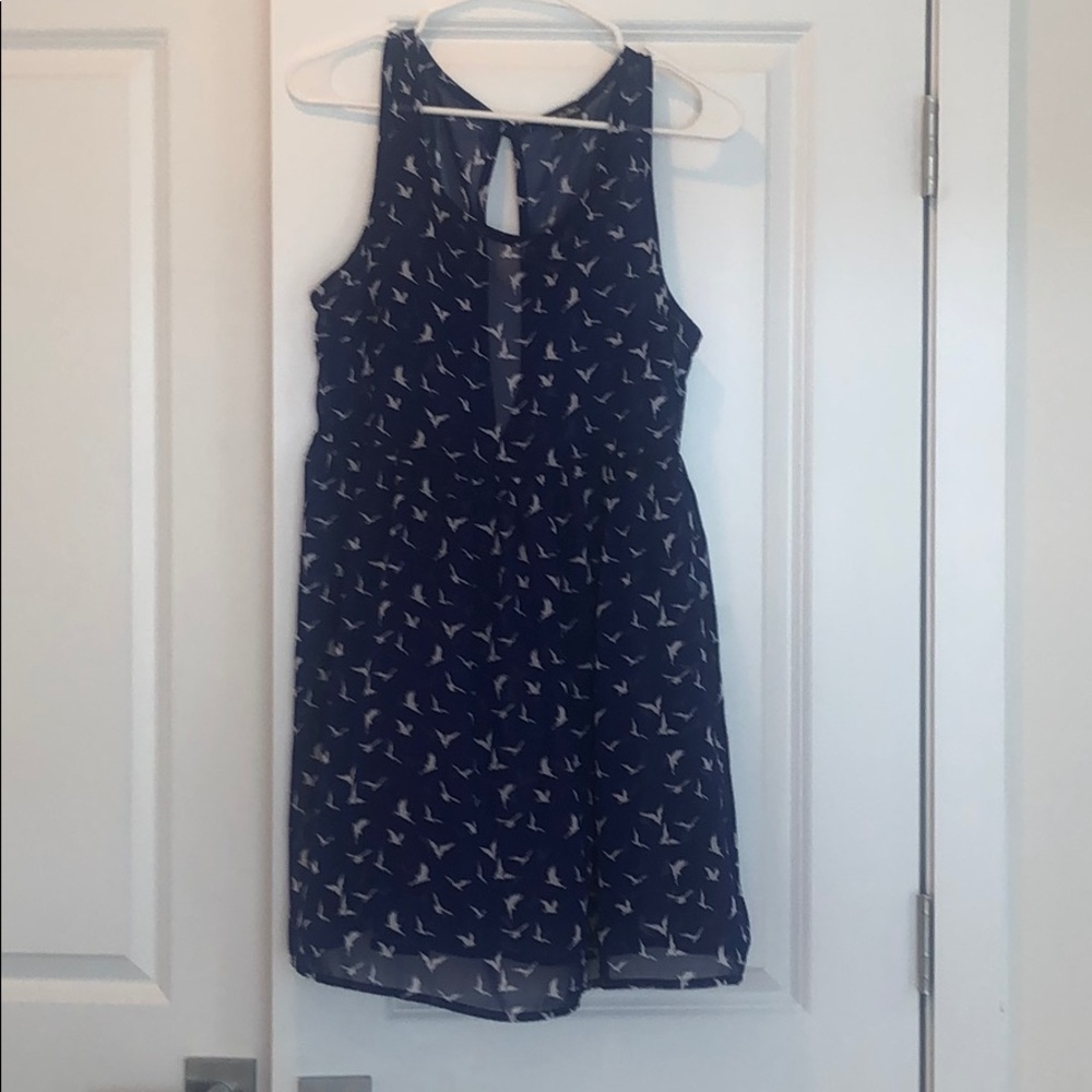 See through royal blue patterned dress